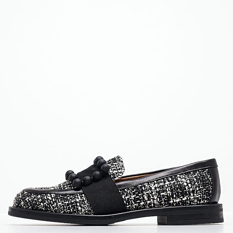Women Moccasins 90G4 Black Fabric Frau