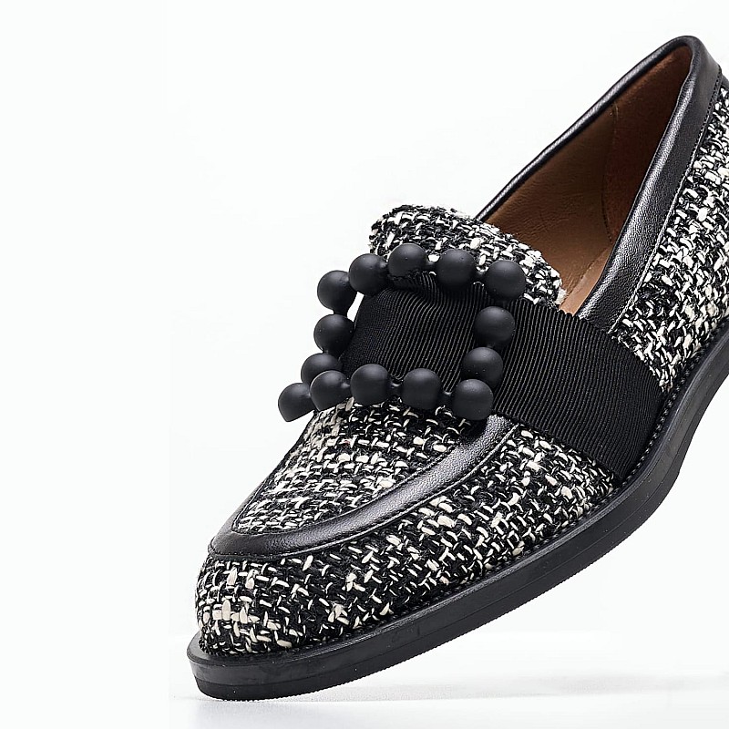Women Moccasins 90G4 Black Fabric Frau