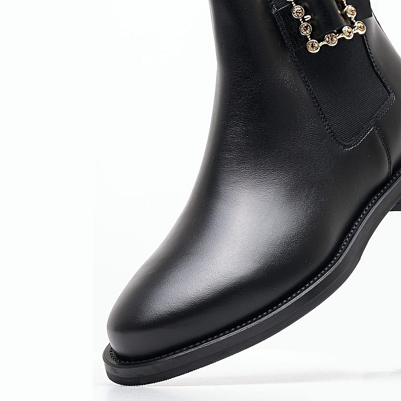 Women Boots 98Z8 Black Leather Frau