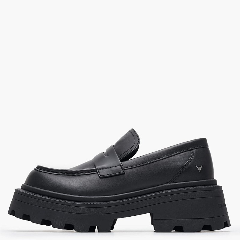 Women Moccasins True Black Leather Windsor Smith