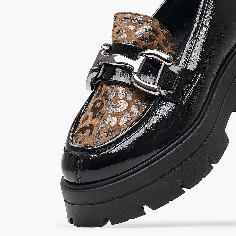 Women Moccasins 3000.4Leo Black Patent Leather MAKIS KOTRIS