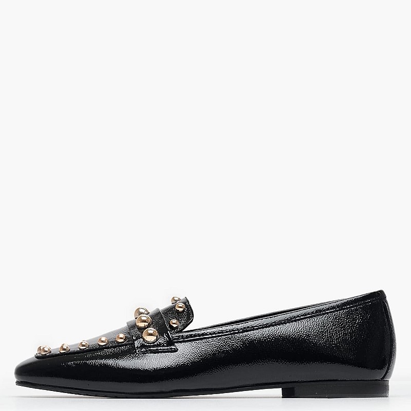 Women Moccasins K.001 Black Patent Leather MAKIS KOTRIS