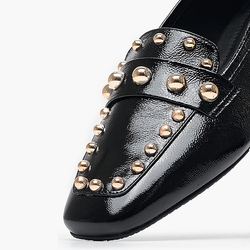 Women Moccasins K.001 Black Patent Leather MAKIS KOTRIS