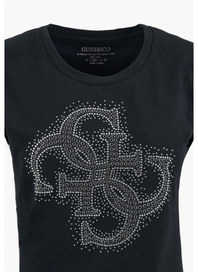 Γυναικείες Μπλούζες - Τοπ 4g.Tee.Lg Μαύρο Βαμβάκι Guess