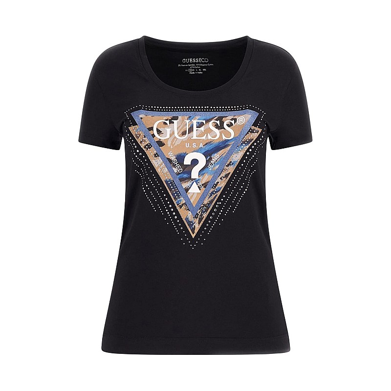 Women T-Shirts - Tops Cn.Leo.Triangle Black Cotton Guess