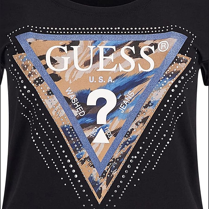 Women T-Shirts - Tops Cn.Leo.Triangle Black Cotton Guess