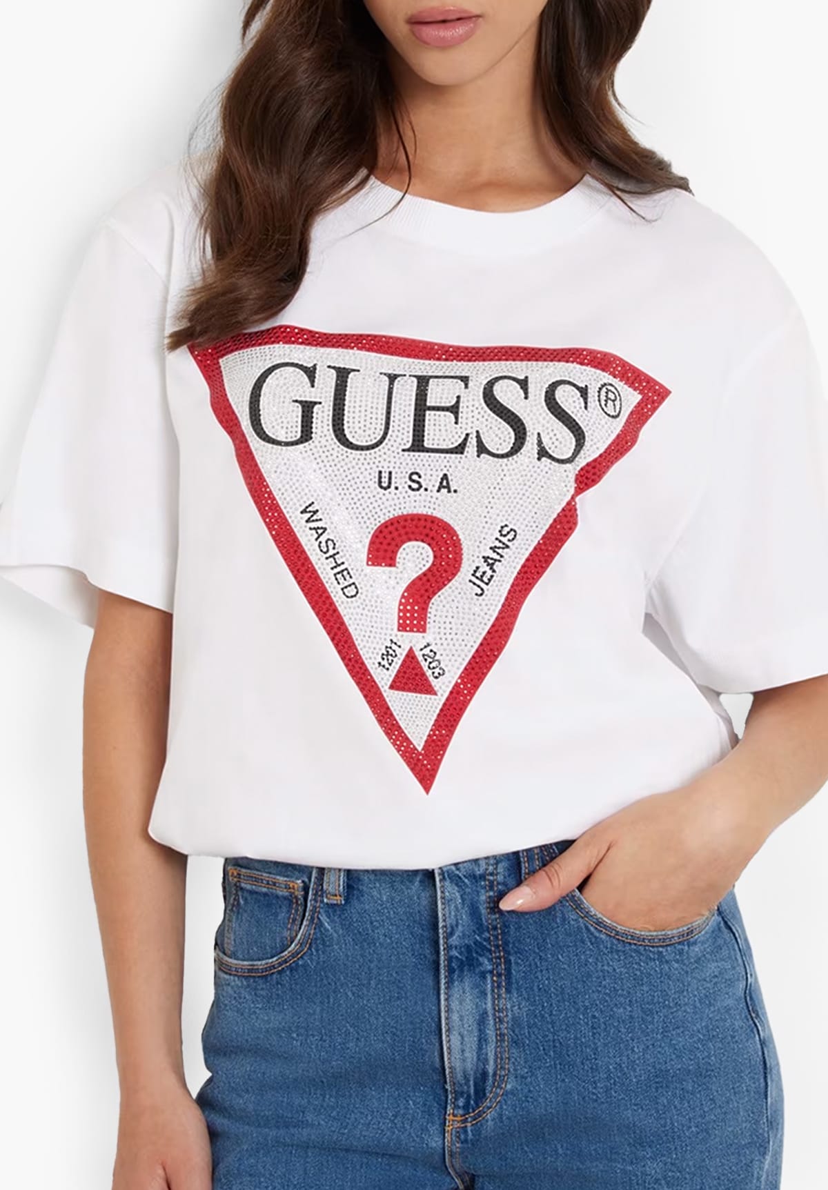 Women T-Shirts - Tops Shiny.Triangle White Cotton