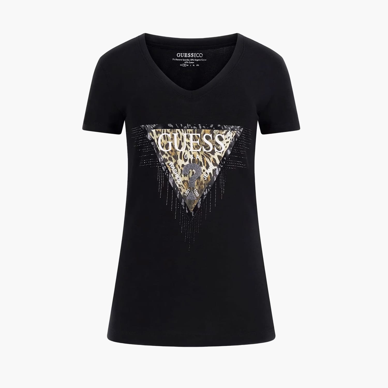 Γυναικείες Μπλούζες - Τοπ Ss.Triangle.Tiger Μαύρο Βαμβάκι Guess