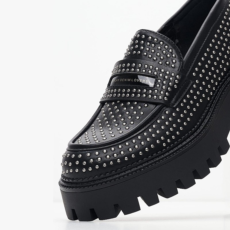 Women Moccasins Numb.Studded Black ECOleather Replay