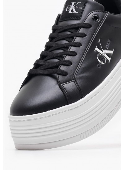 Γυναικεία Παπούτσια Casual Bold.Flat.Low Μαύρο Δέρμα Calvin Klein