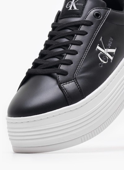 Women Casual Shoes Bold.Flat.Low Black Leather Calvin Klein