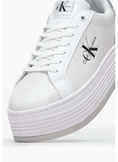 Γυναικεία Παπούτσια Casual Bold.Flat.Low Άσπρο Δέρμα Calvin Klein