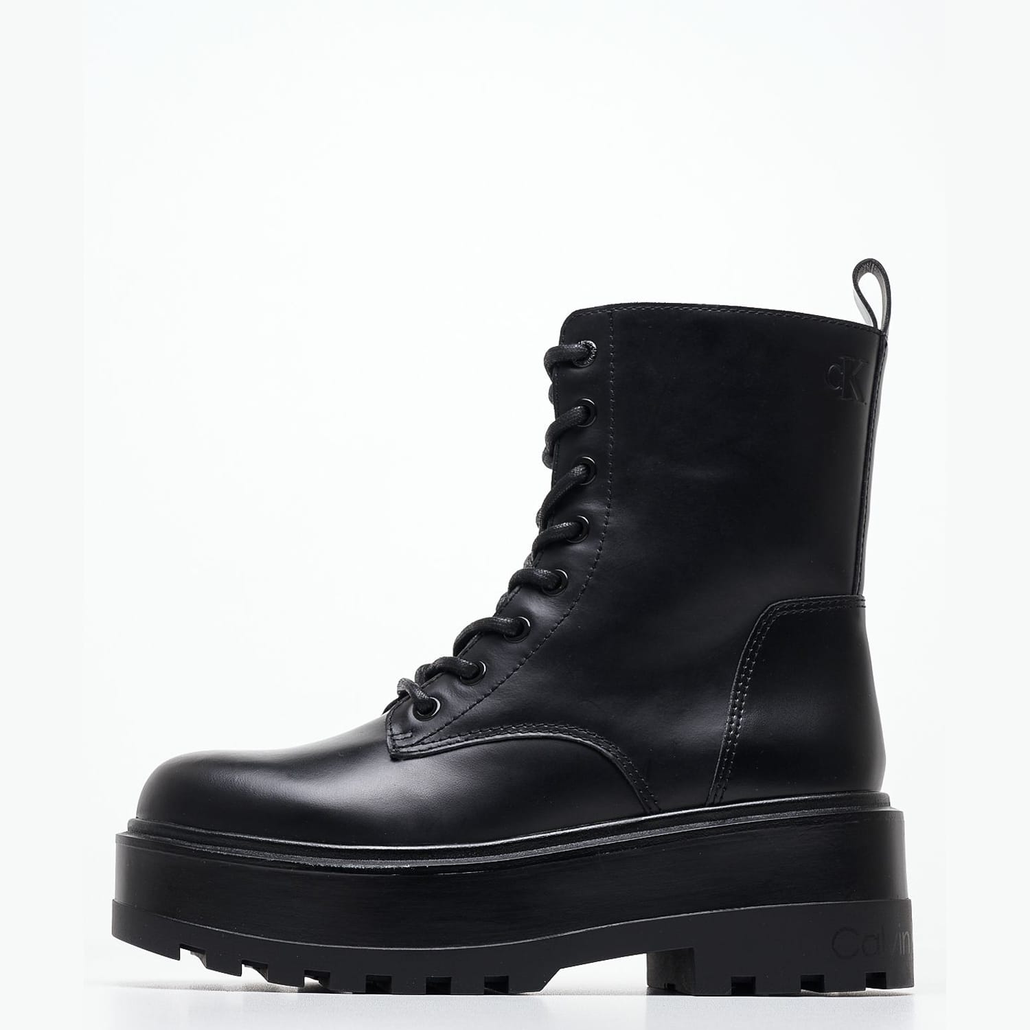 Γυναικεία Μποτάκια Flatform.Laceup Μαύρο Δέρμα Calvin Klein