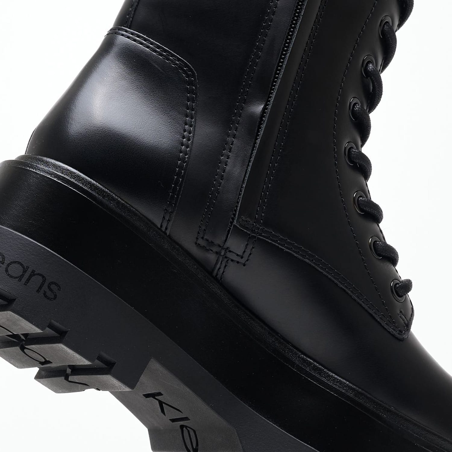 Γυναικεία Μποτάκια Flatform.Laceup Μαύρο Δέρμα Calvin Klein Γυναικεία Μποτάκια Flatform.Laceup Μαύρο Δέρμα Calvin Klein