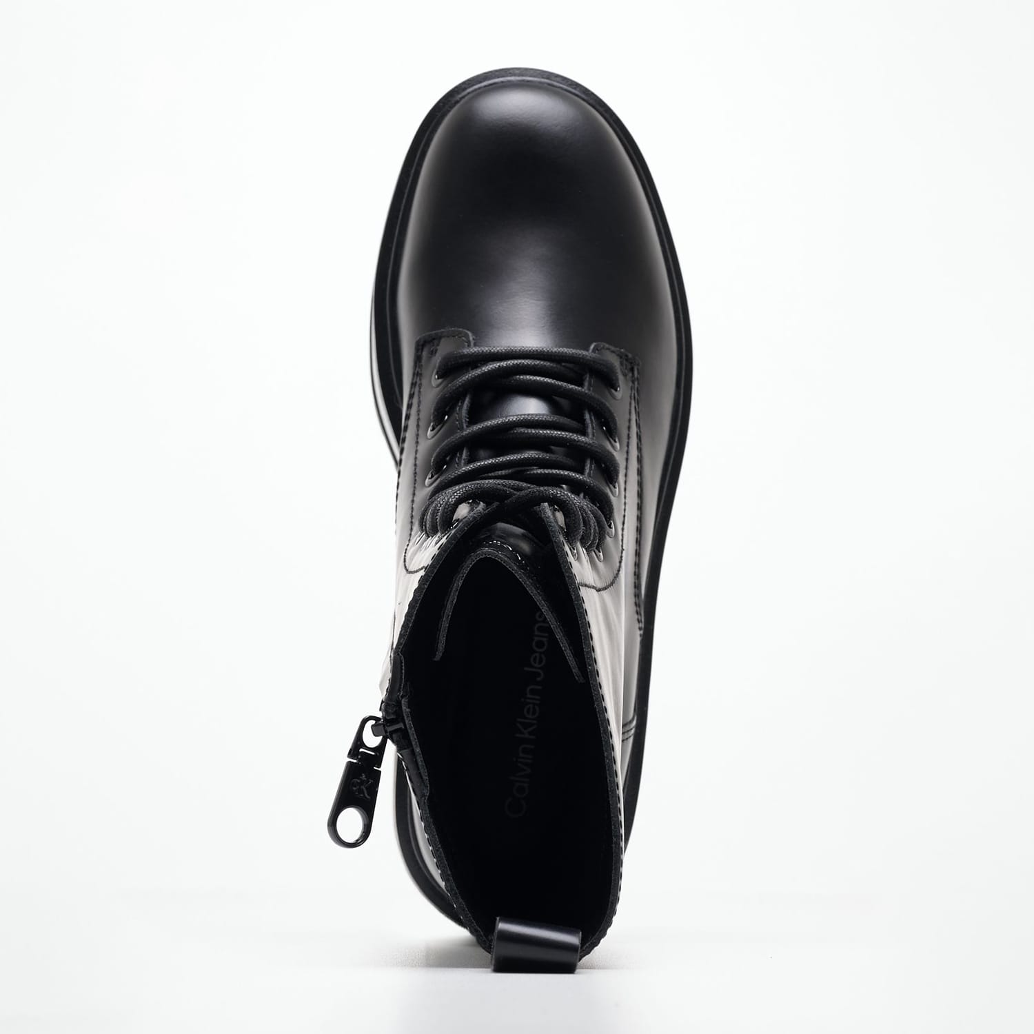Γυναικεία Μποτάκια Flatform.Laceup Μαύρο Δέρμα Calvin Klein Γυναικεία Μποτάκια Flatform.Laceup Μαύρο Δέρμα Calvin Klein