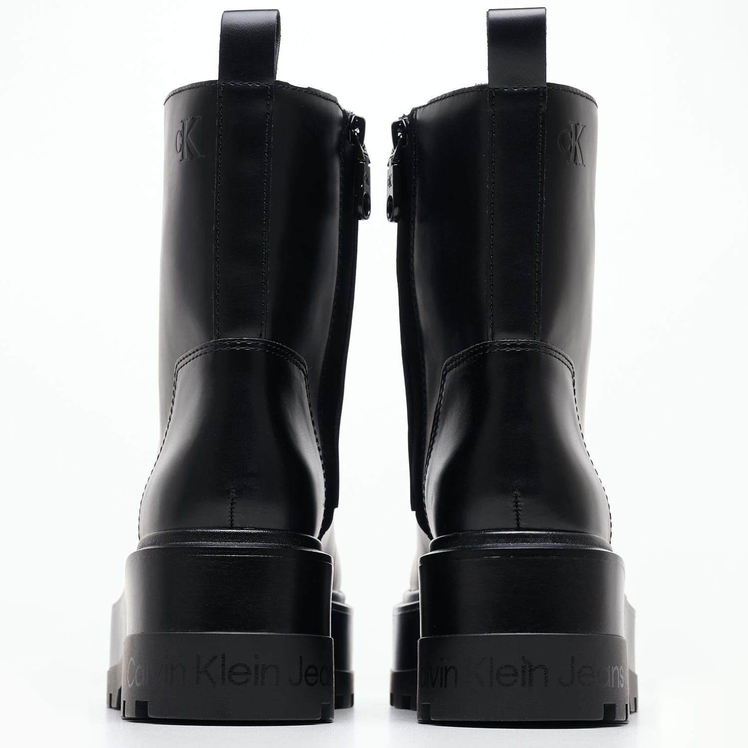 Γυναικεία Μποτάκια Flatform.Laceup Μαύρο Δέρμα Calvin Klein Γυναικεία Μποτάκια Flatform.Laceup Μαύρο Δέρμα Calvin Klein