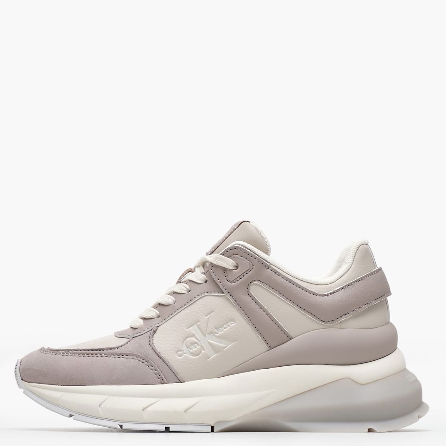Γυναικεία Παπούτσια Casual Wedge.Runner.Ml Μπεζ Δέρμα Calvin Klein