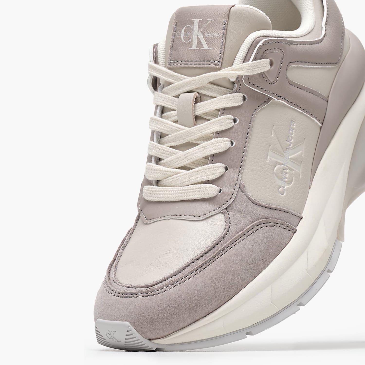 Γυναικεία Παπούτσια Casual Wedge.Runner.Ml Μπεζ Δέρμα Calvin Klein