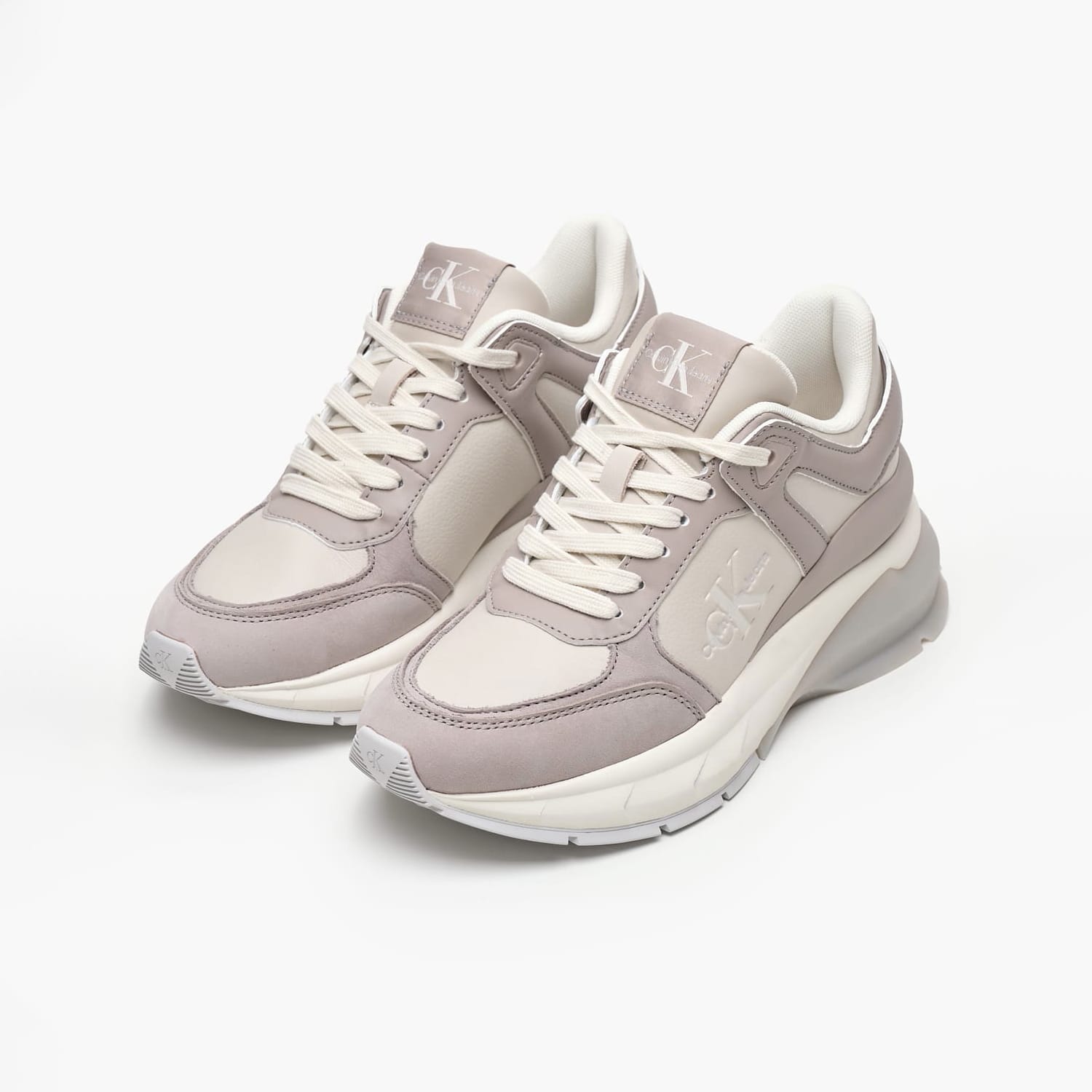 Γυναικεία Παπούτσια Casual Wedge.Runner.Ml Μπεζ Δέρμα Calvin Klein
