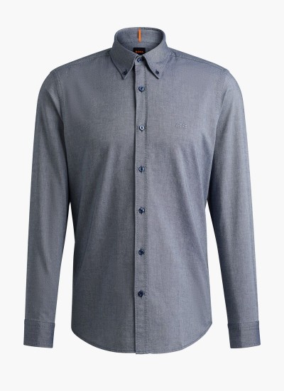 Ανδρικά Πουκάμισα Oxford.Shirt Μπλέ Ανοιχτό Βαμβάκι GANT