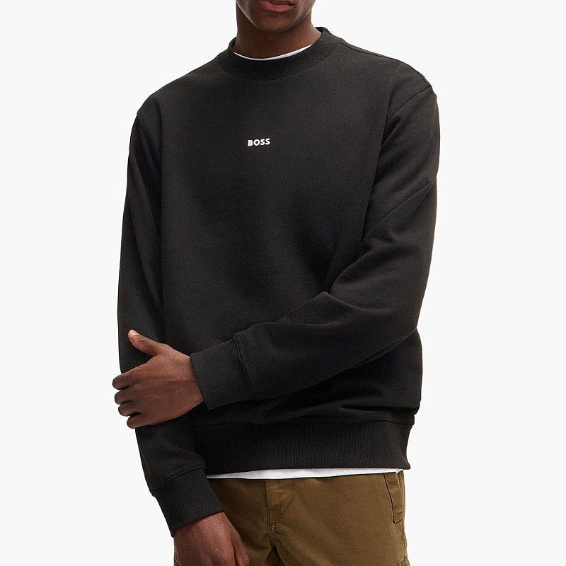 Men's Footer Wesmall.Crew Black Cotton Boss