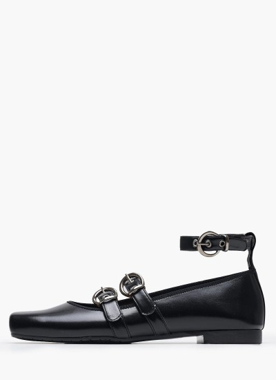 Γυναικείες Μπαλαρίνες Elastic.Ballerina Μαύρο Δέρμα Tommy Hilfiger