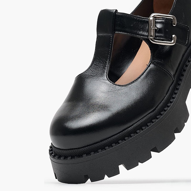 Women Moccasins Sierra Black Leather Mortoglou