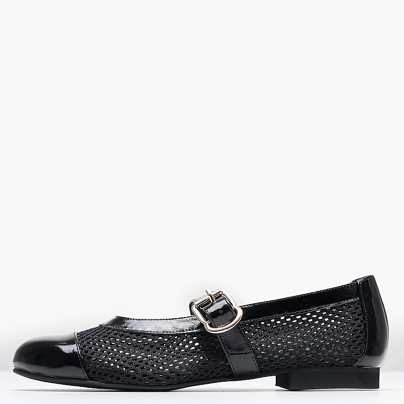 Women Balerinas Pixie Black Patent Leather Mortoglou