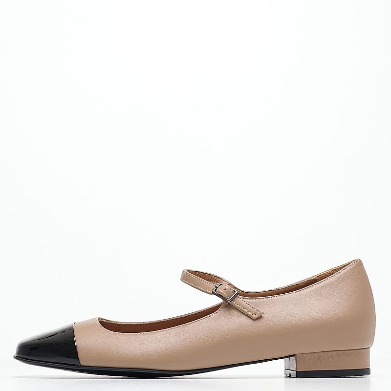 Women Balerinas Artser Taupe Leather Kalogirou