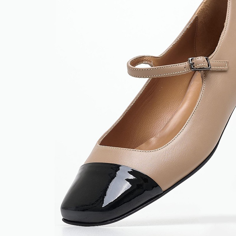 Women Balerinas Artser Taupe Leather Kalogirou
