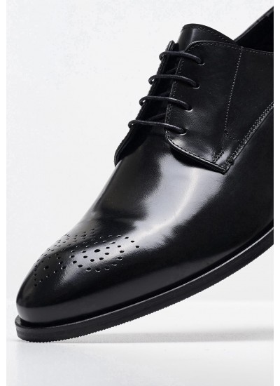 Ανδρικά Παπούτσια Δετά A7521 Μαύρο Δέρμα Boss shoes