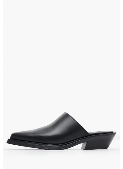 Women Mules 51203 Black Leather Mortoglou