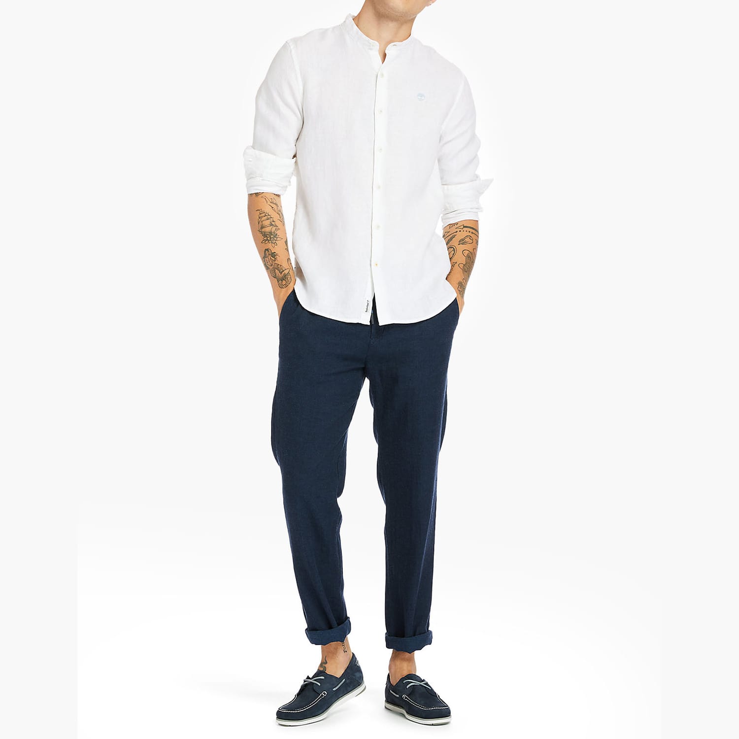 Men Shirts A2DC1 White Linen Timberland Men Shirts A2DC1 White Linen Timberland