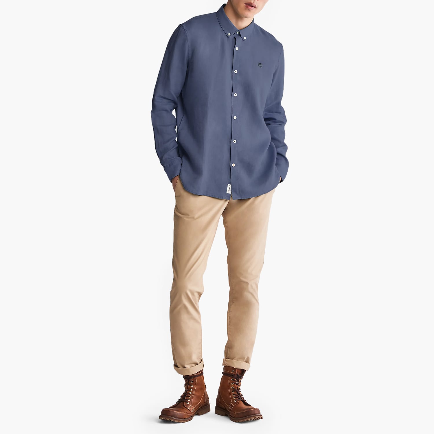 Men Shirts A2DC3 Blue Linen Timberland Men Shirts A2DC3 Blue Linen Timberland