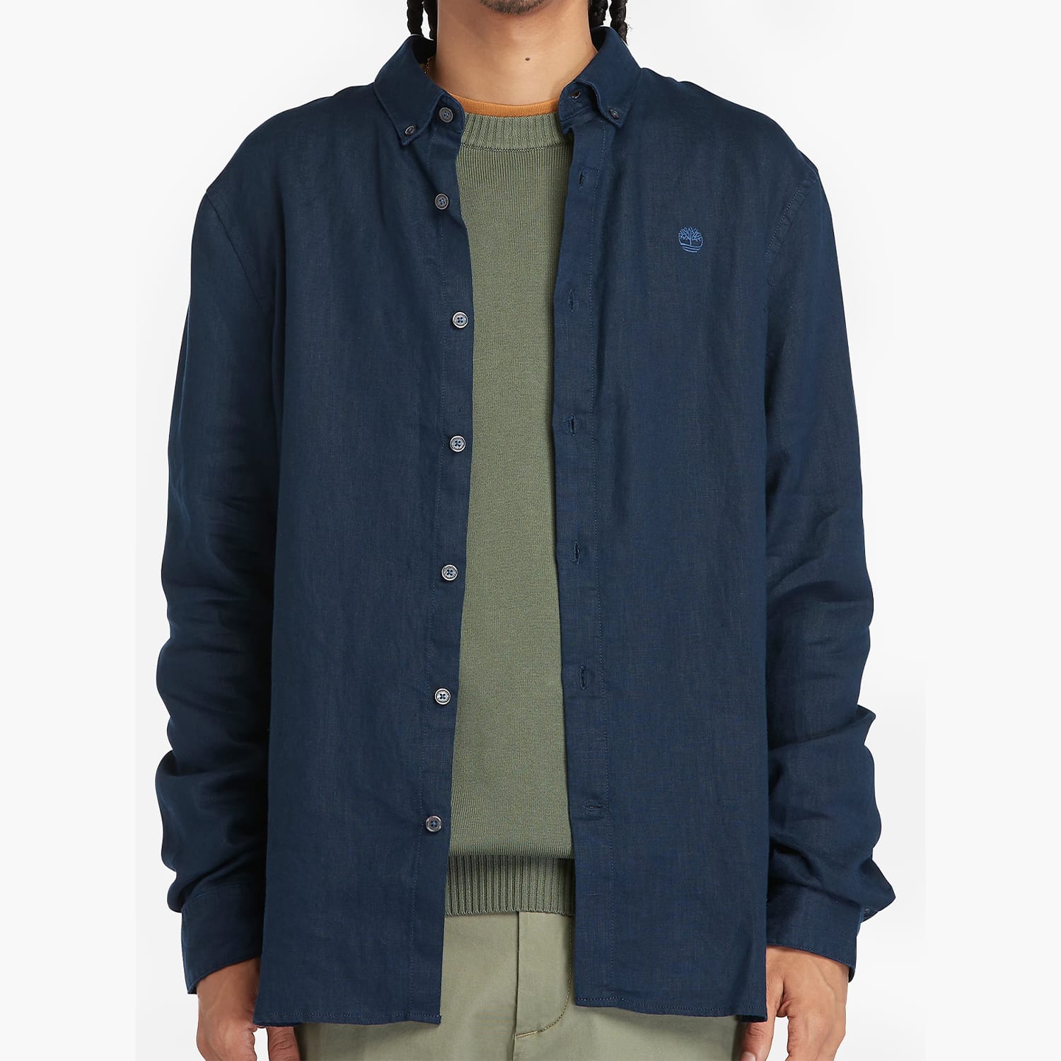 Men Shirts A2DC3 DarkBlue Linen Timberland