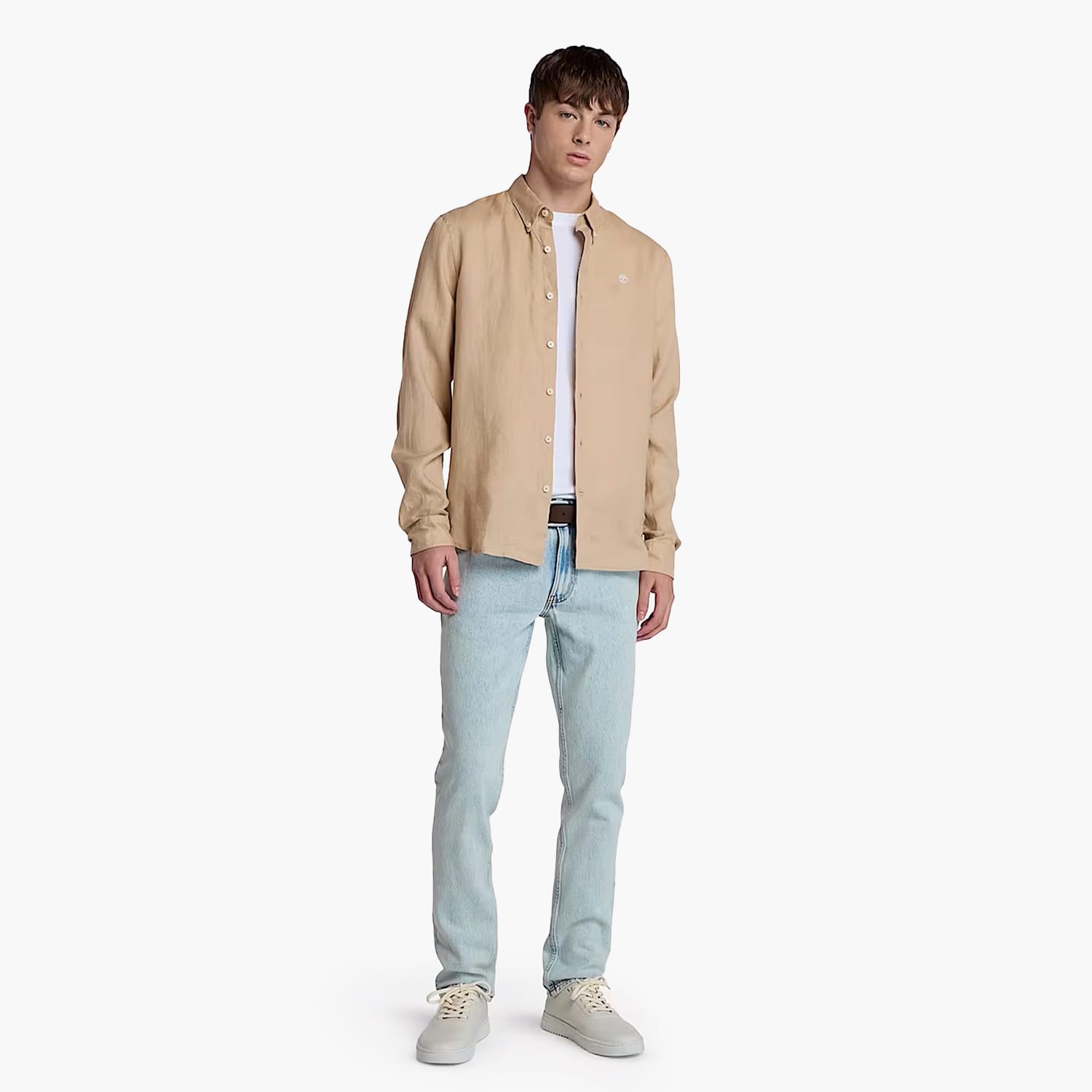 Ανδρικά Πουκάμισα A2DC3 Μπεζ Λινό Timberland Ανδρικά Πουκάμισα A2DC3 Μπεζ Λινό Timberland