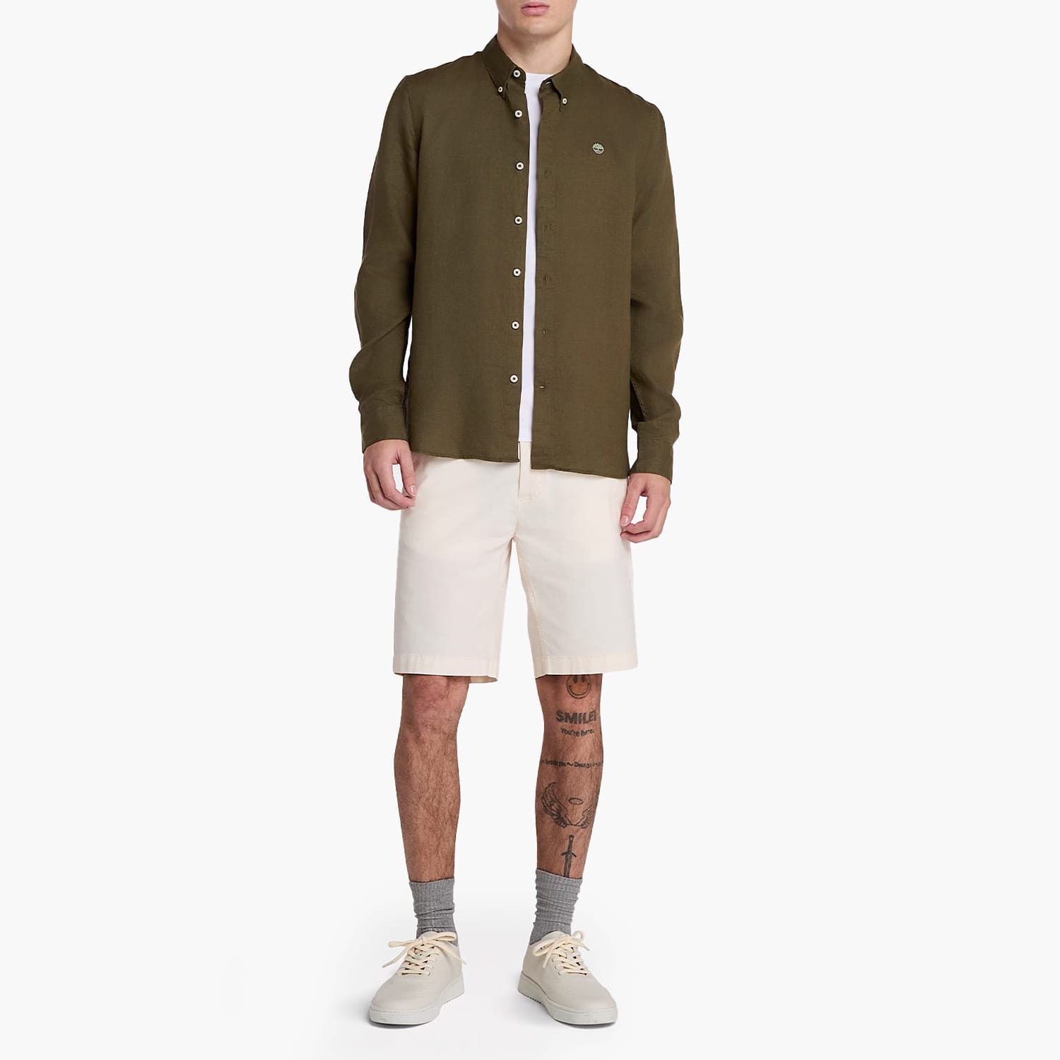 Men Shirts A2DC3 Olive Linen Timberland Men Shirts A2DC3 Olive Linen Timberland