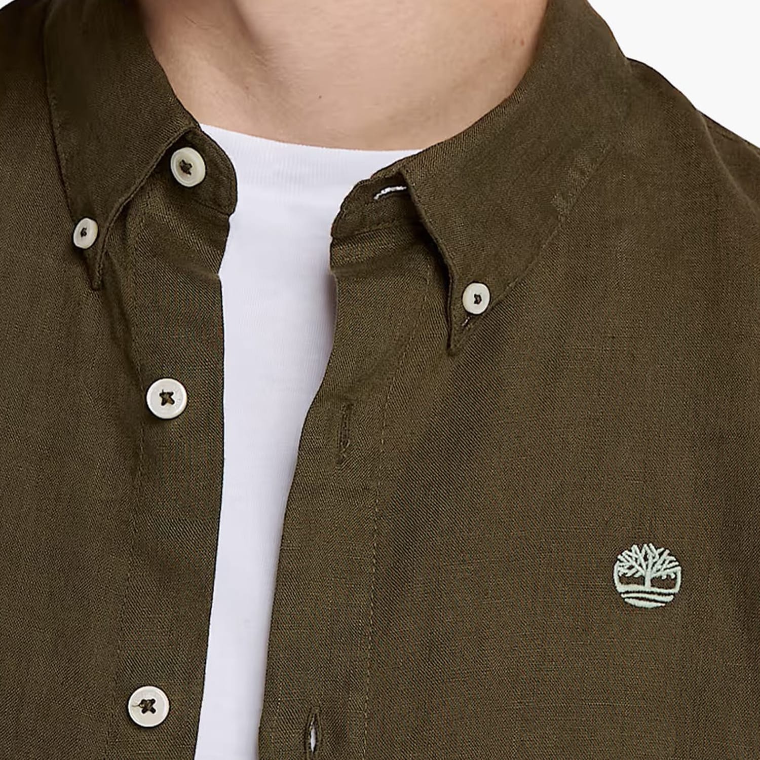 Men Shirts A2DC3 Olive Linen Timberland Men Shirts A2DC3 Olive Linen Timberland