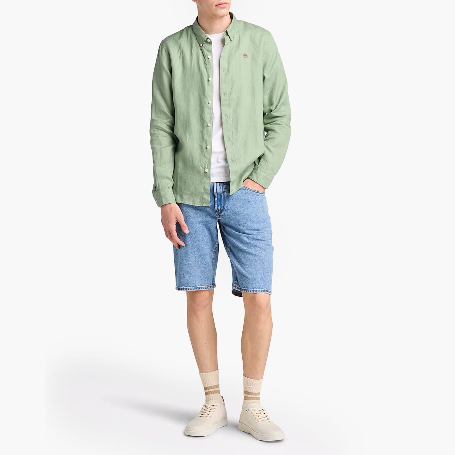 Ανδρικά Πουκάμισα A2DC3 Πράσινο Λινό Timberland Ανδρικά Πουκάμισα A2DC3 Πράσινο Λινό Timberland