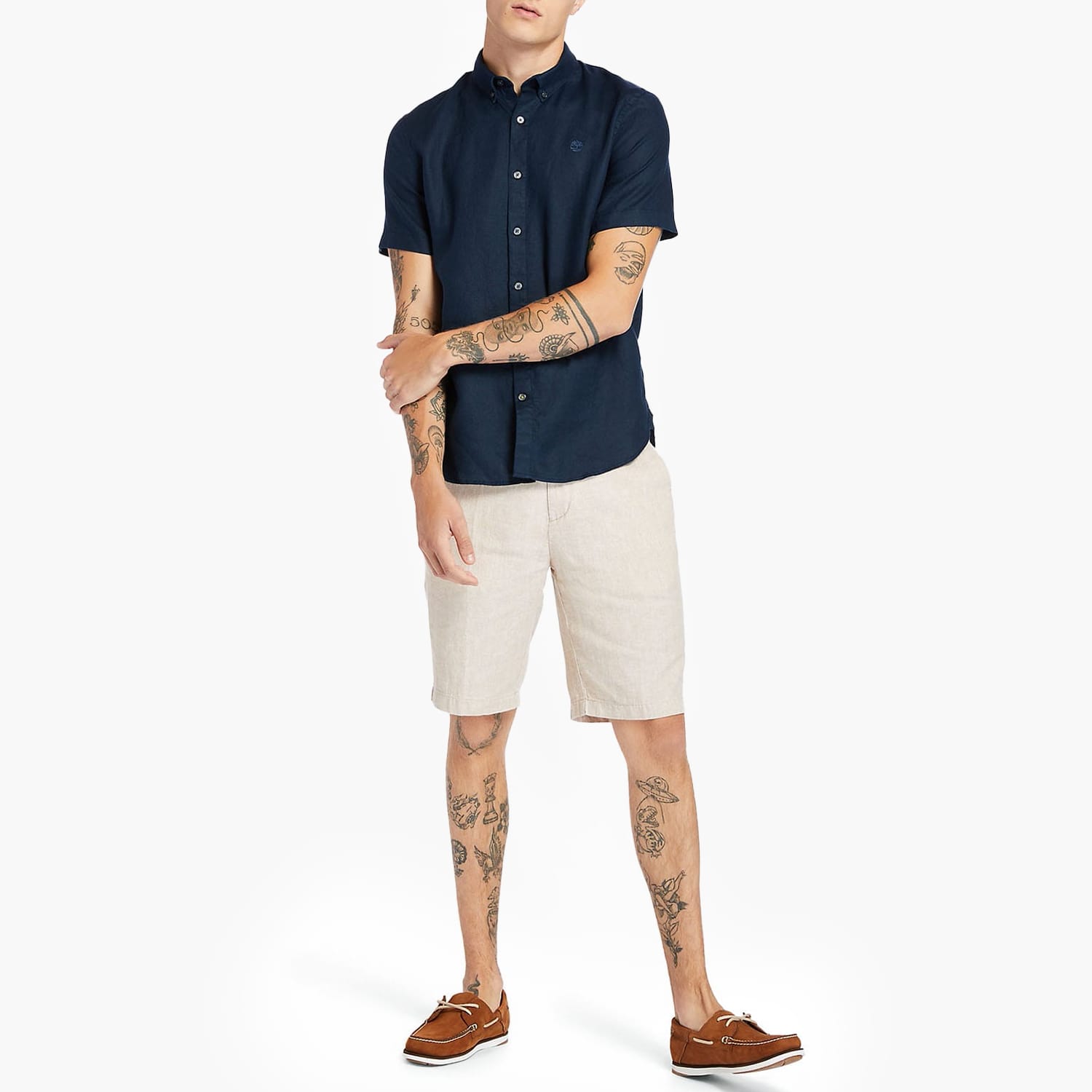 Men Shirts A2DCC DarkBlue Linen Timberland Men Shirts A2DCC DarkBlue Linen Timberland