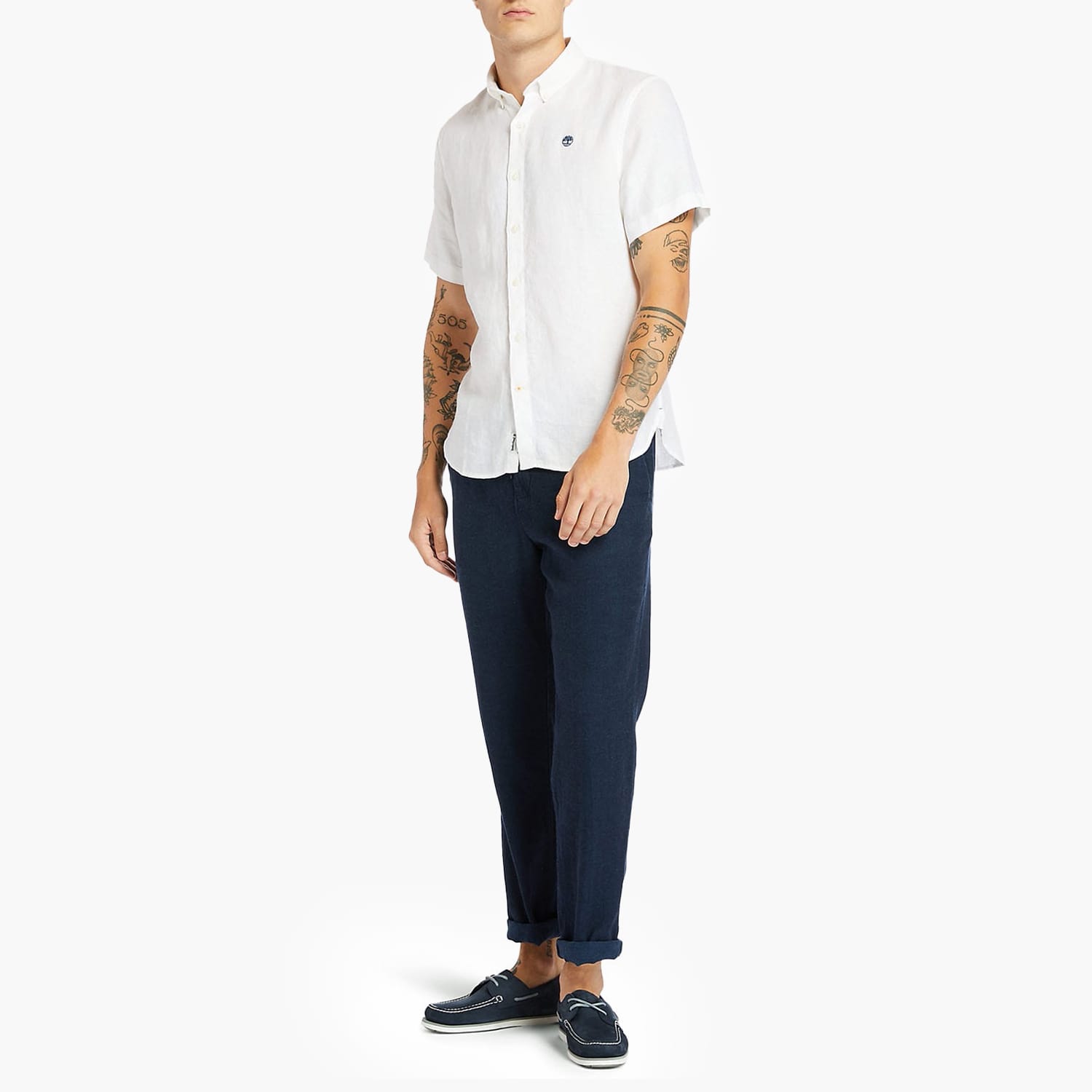 Men Shirts A2DCC White Linen Timberland Men Shirts A2DCC White Linen Timberland