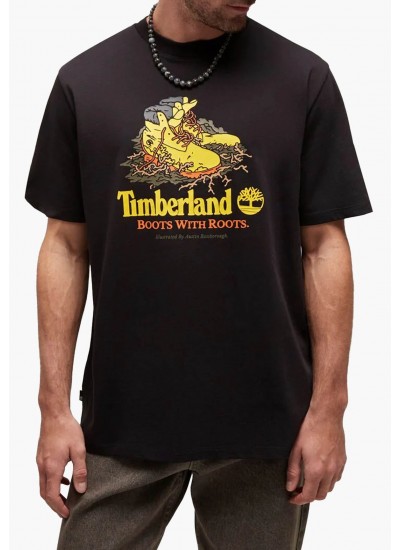 Ανδρικές Μπλούζες A6DJ1 Μαύρο Βαμβάκι Timberland