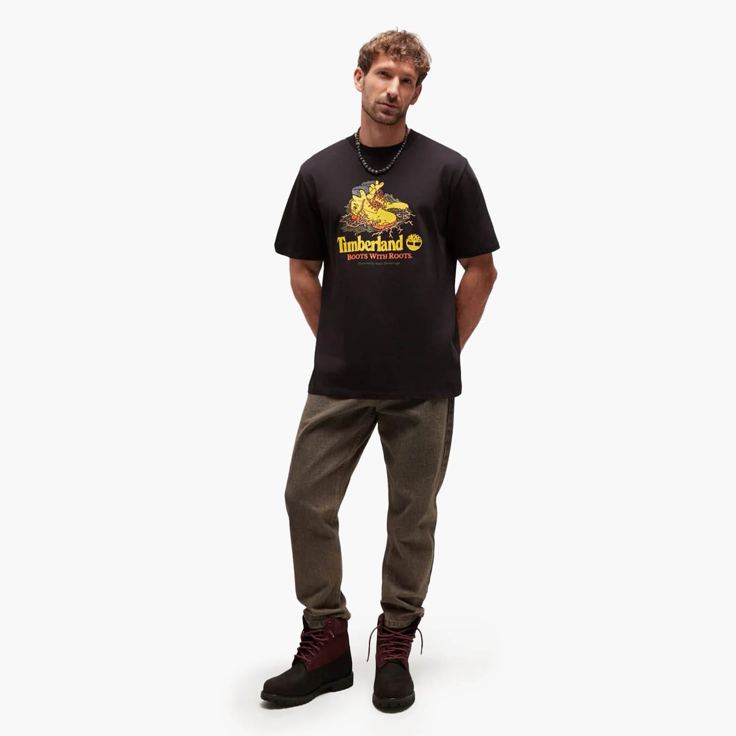 Men T-Shirts A6DJ1 Black Cotton Timberland Men T-Shirts A6DJ1 Black Cotton Timberland