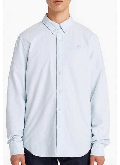 Ανδρικά Πουκάμισα Oxford.Shirt Μπλέ Ανοιχτό Βαμβάκι GANT