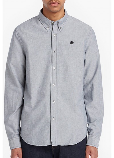 Ανδρικά Πουκάμισα Oxford.Shirt Μπλέ Ανοιχτό Βαμβάκι GANT