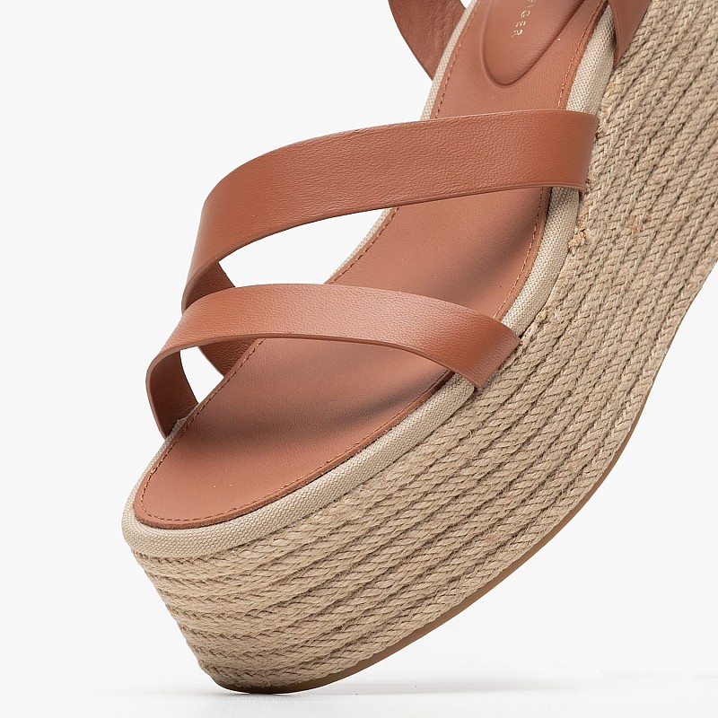 Γυναικείες Πλατφόρμες Χαμηλές Ankle.Strap Ταμπά Δέρμα Tommy Hilfiger
