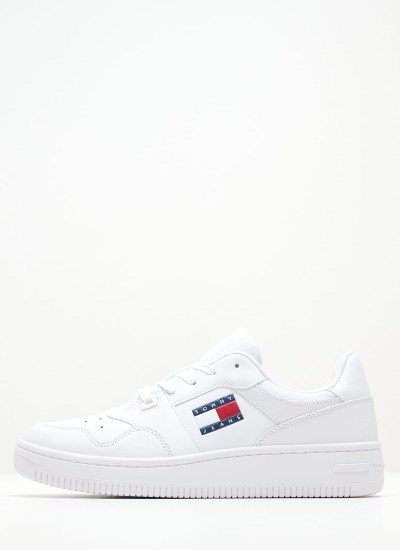 Γυναικεία Παπούτσια Casual Basket.Ess Άσπρο Δέρμα Tommy Hilfiger