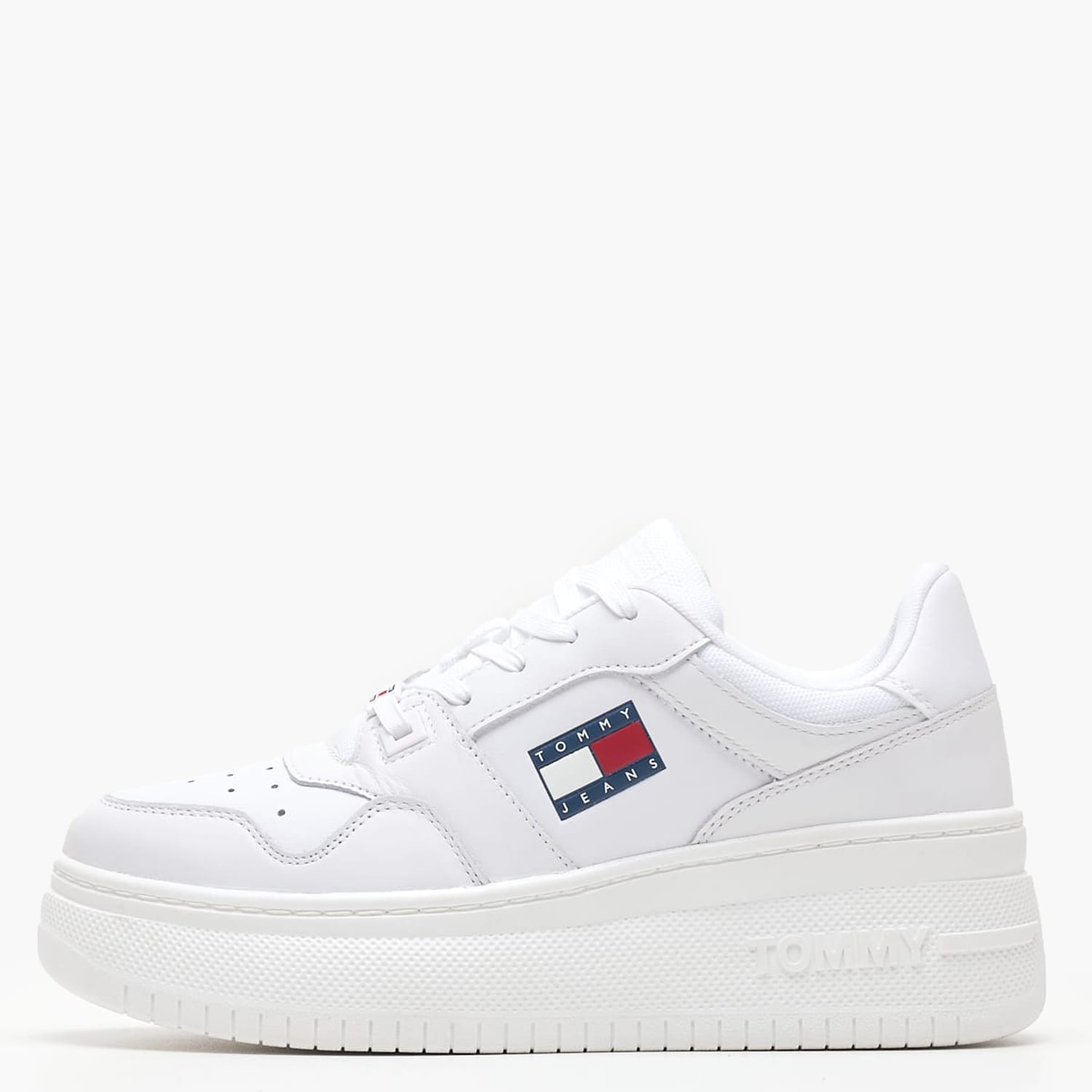 Γυναικεία Παπούτσια Casual Basket.Flatform Άσπρο Δέρμα Tommy Hilfiger