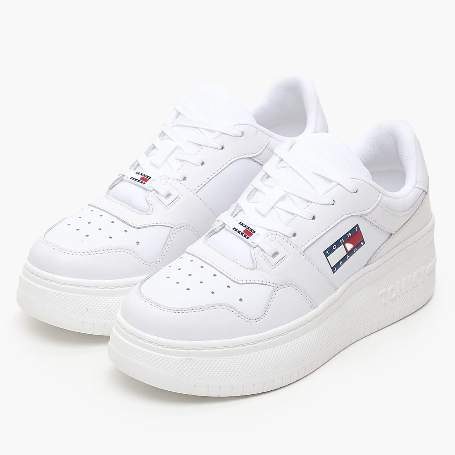 Women Casual Shoes Basket.Flatform White Leather Tommy Hilfiger Women Casual Shoes Basket.Flatform White Leather Tommy Hilfiger