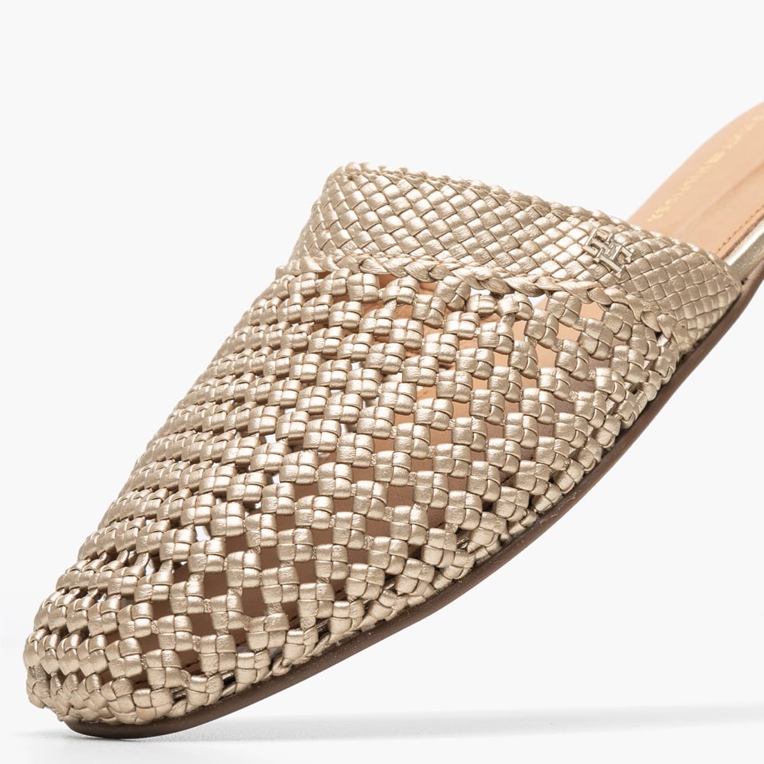 Γυναικεία Mules Crochet.Metallic Χρυσό ECOleather Tommy Hilfiger